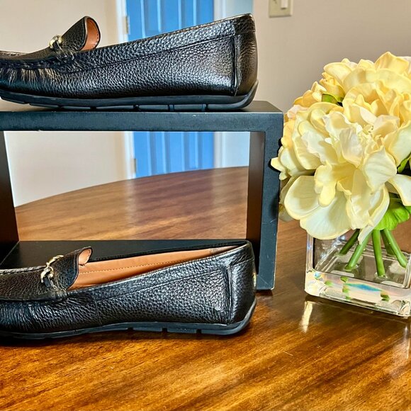 Beautiful NEW COACH Mavis Bit Black Pebbled Grain Leather Loafers Size 5B - Picture 4 of 8